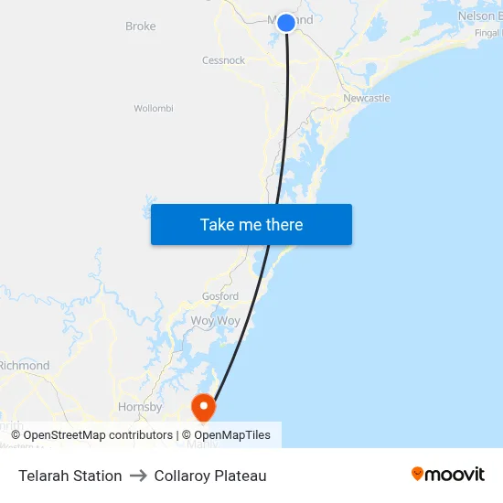 Telarah Station to Collaroy Plateau map