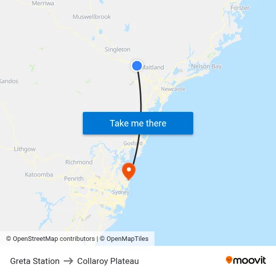 Greta Station to Collaroy Plateau map
