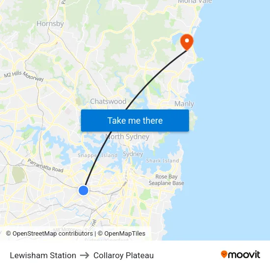 Lewisham Station to Collaroy Plateau map