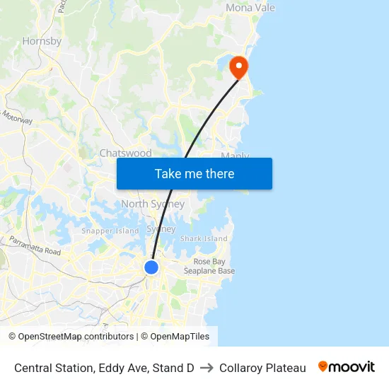 Central Station, Eddy Ave, Stand D to Collaroy Plateau map