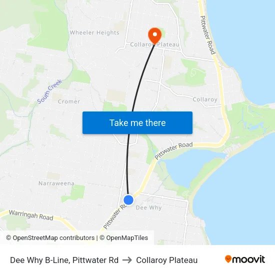 Dee Why B-Line, Pittwater Rd to Collaroy Plateau map