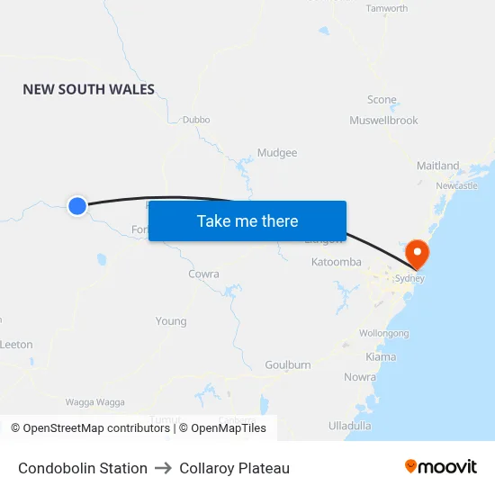 Condobolin Station to Collaroy Plateau map