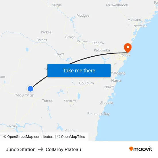 Junee Station to Collaroy Plateau map