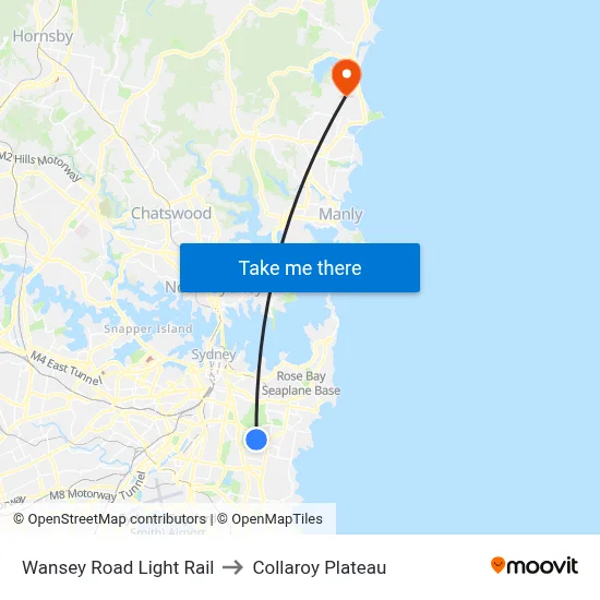Wansey Road Light Rail to Collaroy Plateau map
