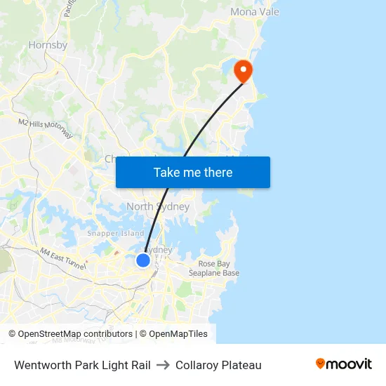 Wentworth Park Light Rail to Collaroy Plateau map