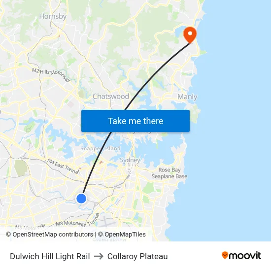 Dulwich Hill Light Rail to Collaroy Plateau map
