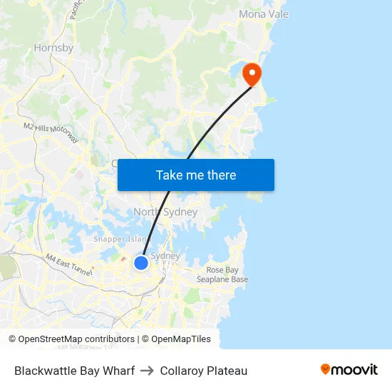 Blackwattle Bay Wharf to Collaroy Plateau map