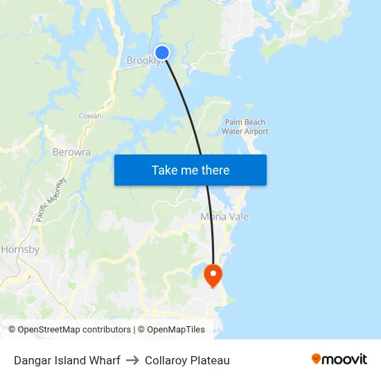 Dangar Island Wharf to Collaroy Plateau map
