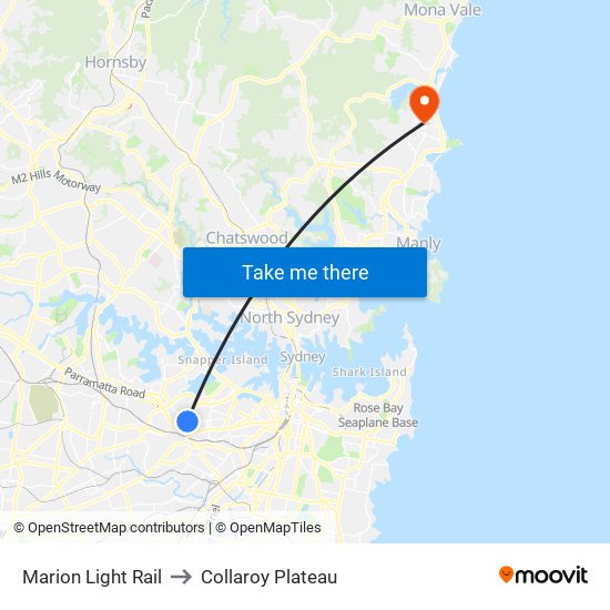 Marion Light Rail to Collaroy Plateau map