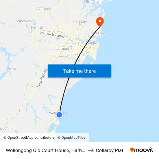 Wollongong Old Court House, Harbour St to Collaroy Plateau map