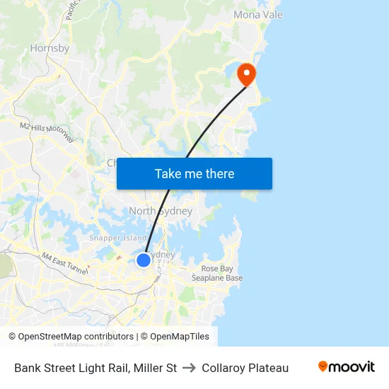 Bank Street Light Rail, Miller St to Collaroy Plateau map