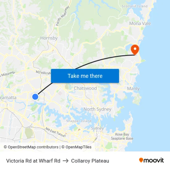 Victoria Rd at Wharf Rd to Collaroy Plateau map