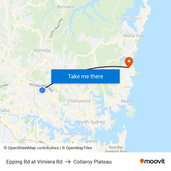 Epping Rd at Vimiera Rd to Collaroy Plateau map