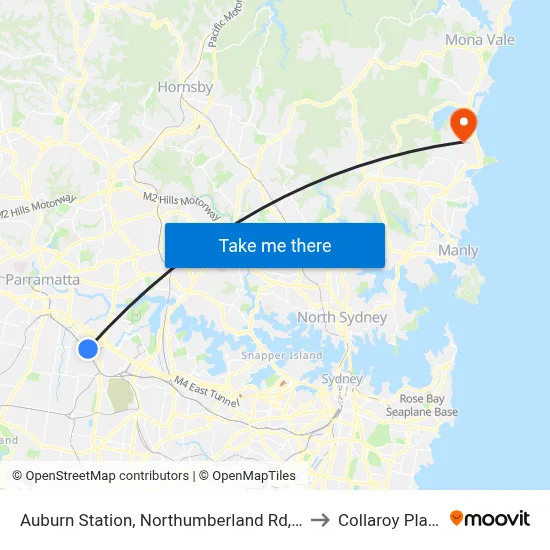 Auburn Station, Northumberland Rd, Stand C to Collaroy Plateau map