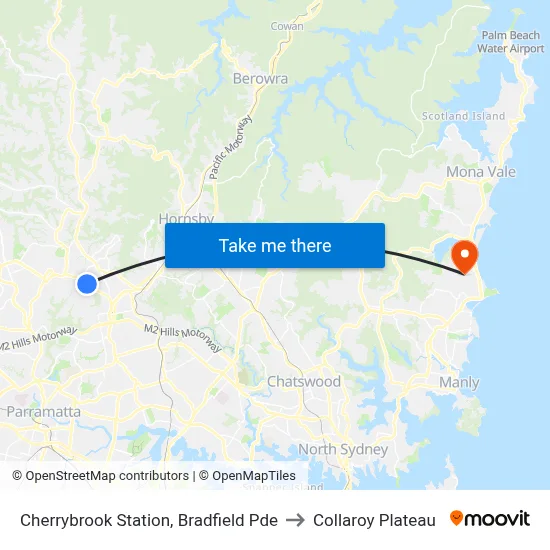 Cherrybrook Station, Bradfield Pde to Collaroy Plateau map
