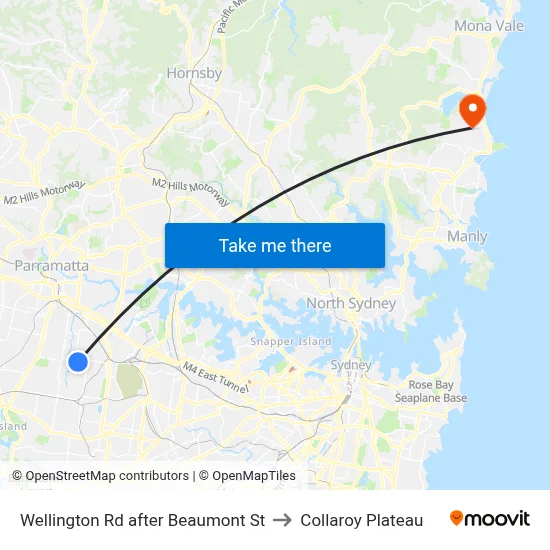 Wellington Rd after Beaumont St to Collaroy Plateau map