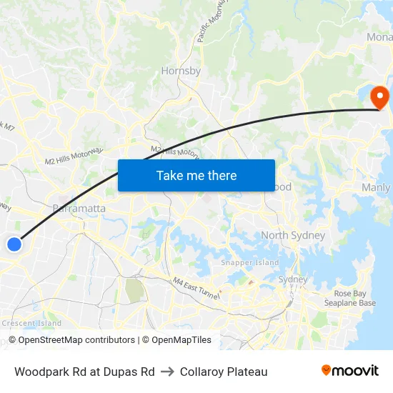 Woodpark Rd at Dupas Rd to Collaroy Plateau map