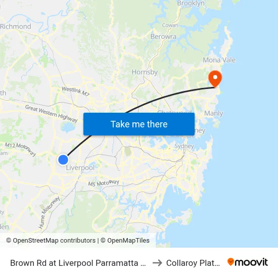 Brown Rd at Liverpool Parramatta Tway to Collaroy Plateau map