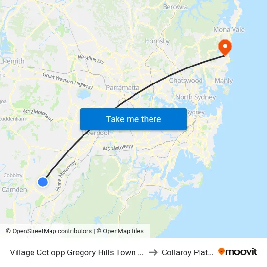 Village Cct opp Gregory Hills Town Centre to Collaroy Plateau map