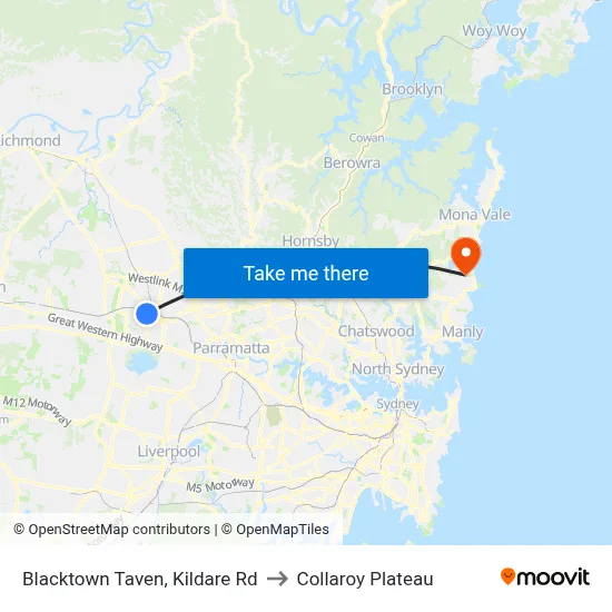 Blacktown Taven, Kildare Rd to Collaroy Plateau map