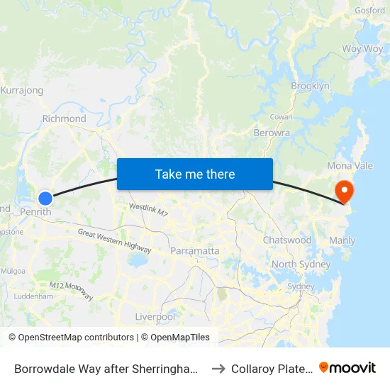 Borrowdale Way after Sherringham Rd to Collaroy Plateau map
