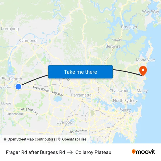 Fragar Rd after Burgess Rd to Collaroy Plateau map