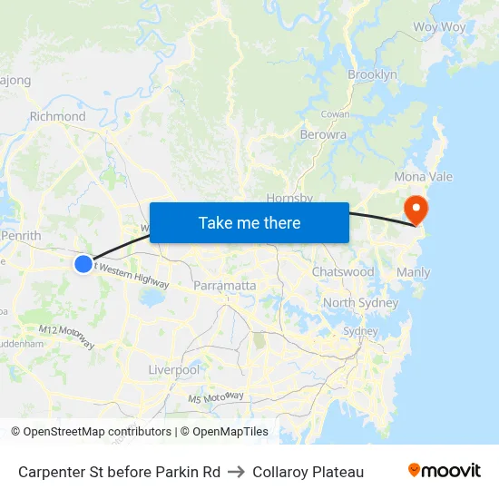 Carpenter St before Parkin Rd to Collaroy Plateau map