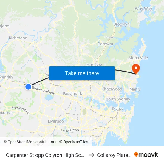 Carpenter St opp Colyton High School to Collaroy Plateau map