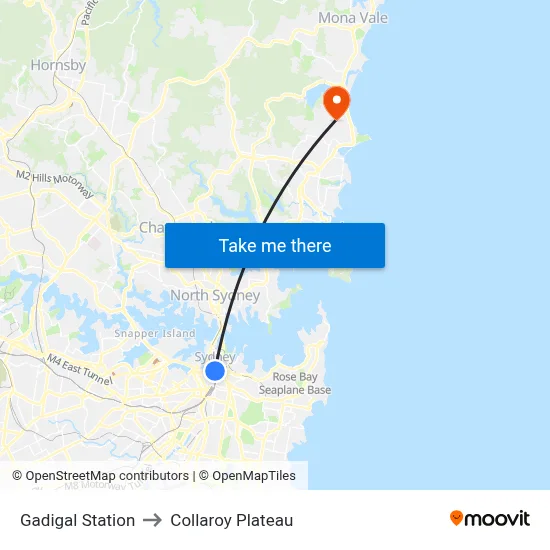 Gadigal Station to Collaroy Plateau map