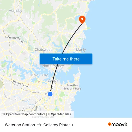 Waterloo Station to Collaroy Plateau map