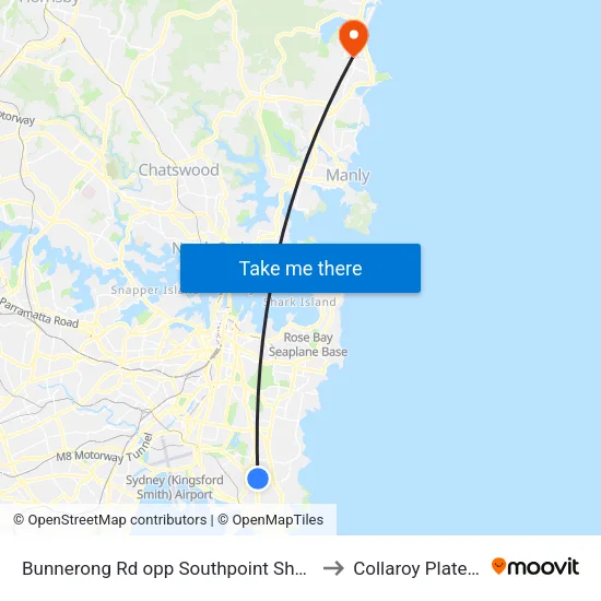 Bunnerong Rd opp Southpoint Shops to Collaroy Plateau map