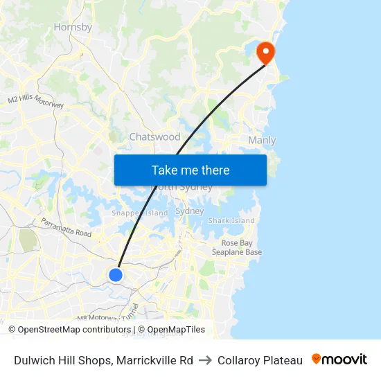 Dulwich Hill Shops, Marrickville Rd to Collaroy Plateau map