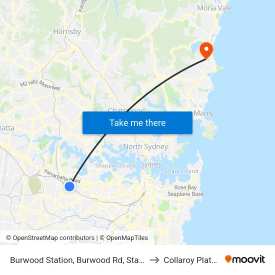 Burwood Station, Burwood Rd, Stand G to Collaroy Plateau map