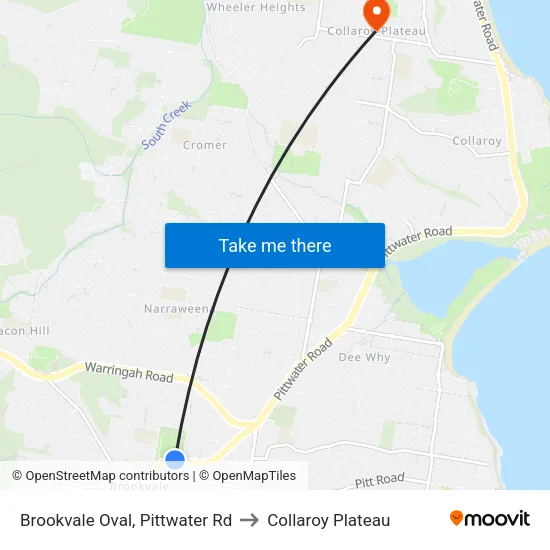 Brookvale Oval, Pittwater Rd to Collaroy Plateau map