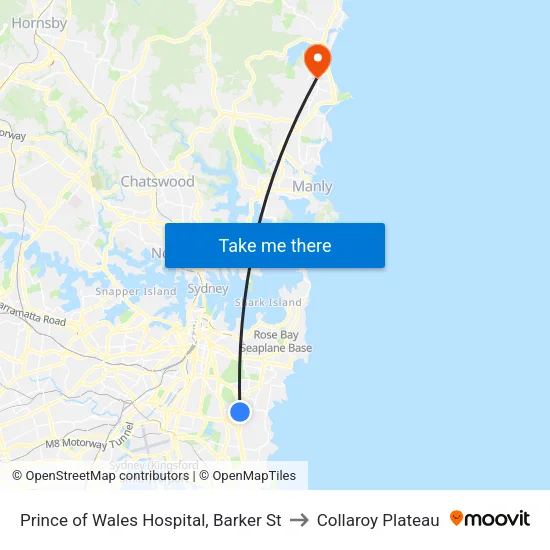 Prince of Wales Hospital, Barker St to Collaroy Plateau map