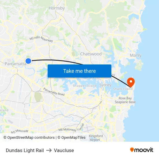 Dundas Light Rail to Vaucluse map