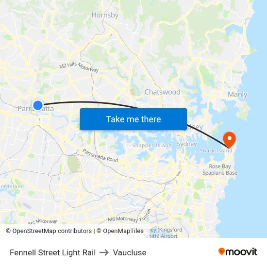 Fennell Street Light Rail to Vaucluse map