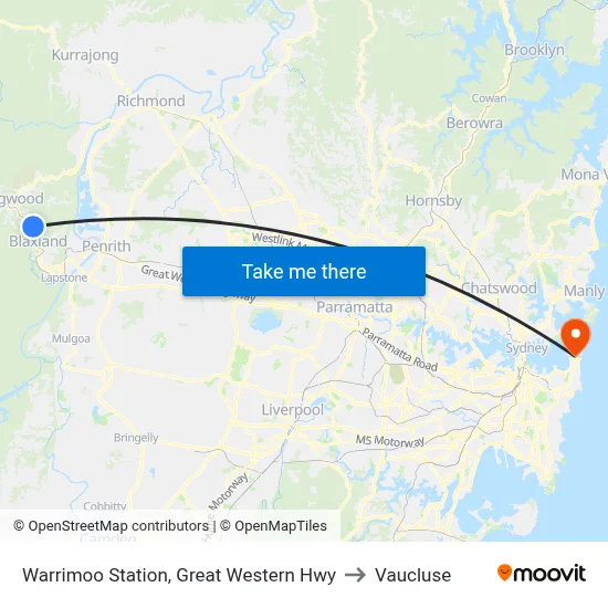 Warrimoo Station, Great Western Hwy to Vaucluse map