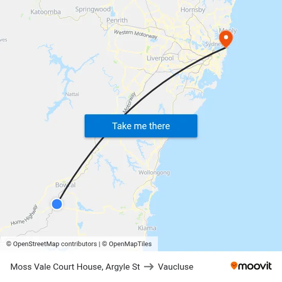 Moss Vale Court House, Argyle St to Vaucluse map