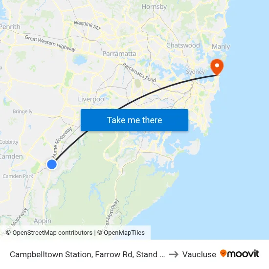 Campbelltown Station, Farrow Rd, Stand G to Vaucluse map