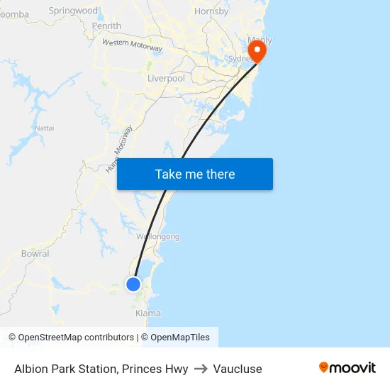 Albion Park Station, Princes Hwy to Vaucluse map