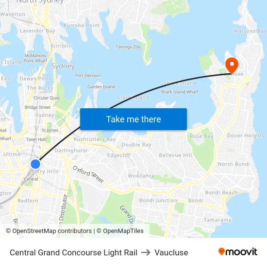 Central Grand Concourse Light Rail to Vaucluse map