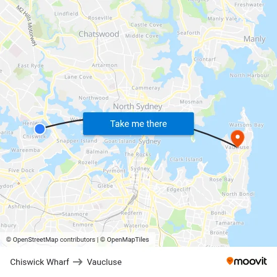 Chiswick Wharf to Vaucluse map