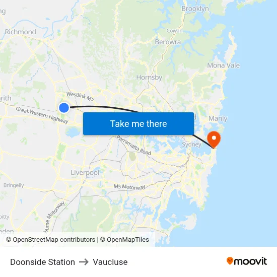Doonside Station to Vaucluse map