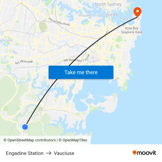 Engadine Station to Vaucluse map