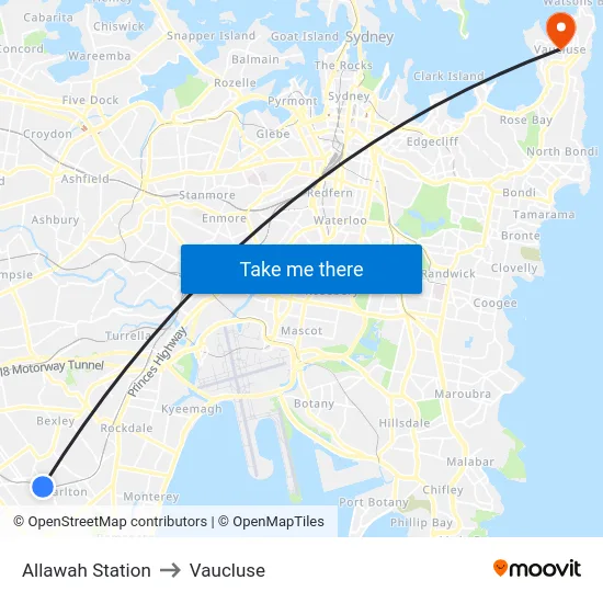 Allawah Station to Vaucluse map