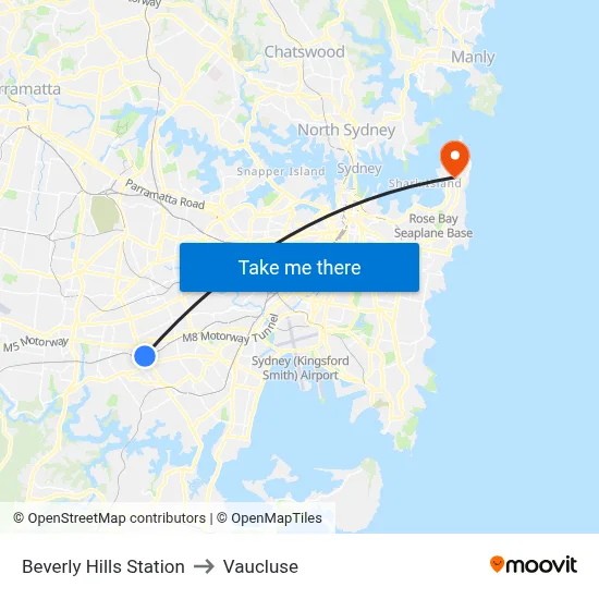 Beverly Hills Station to Vaucluse map
