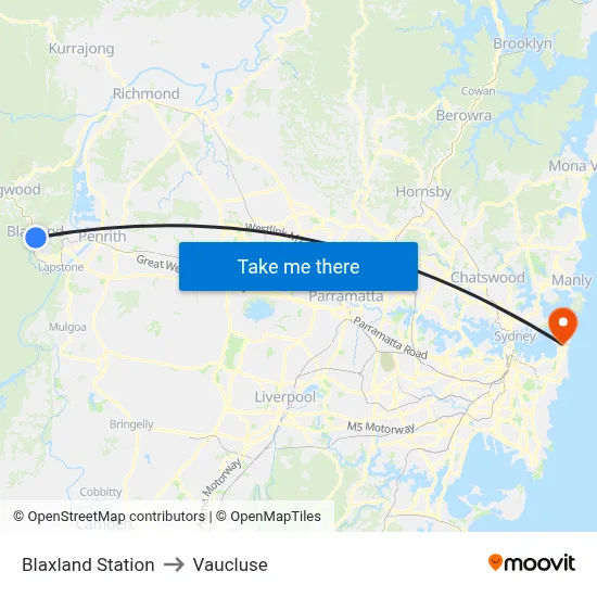 Blaxland Station to Vaucluse map