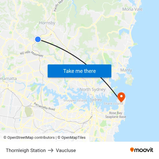 Thornleigh Station to Vaucluse map