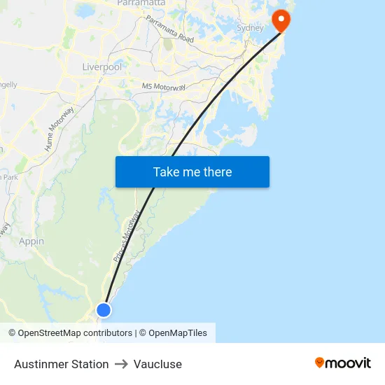 Austinmer Station to Vaucluse map
